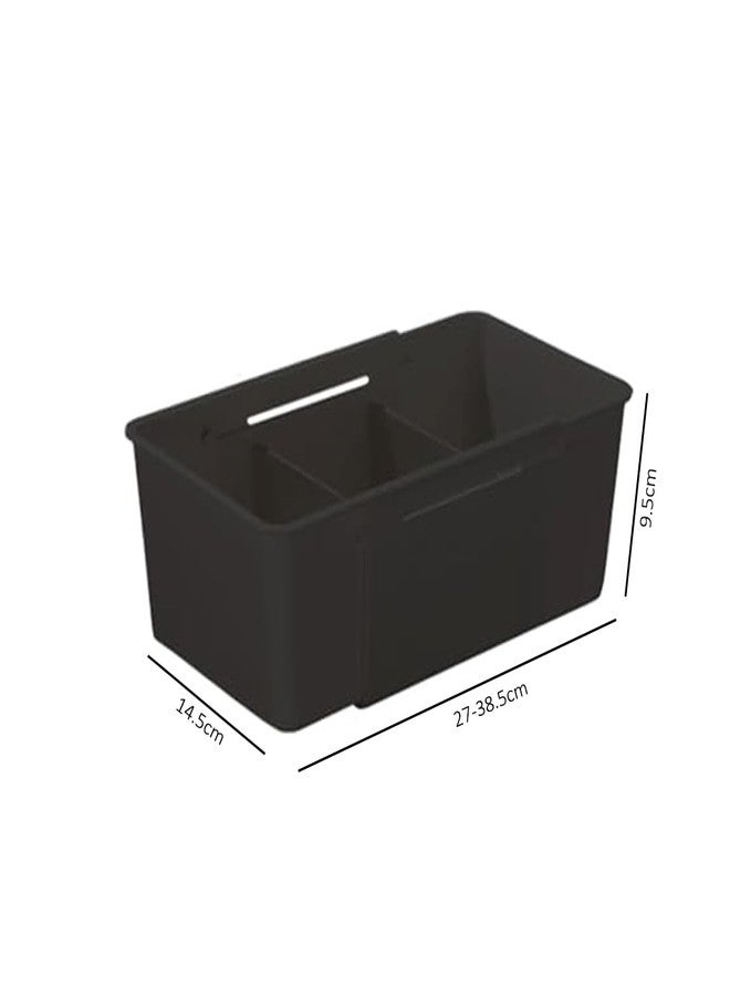 divinezon Multipurpose Plastic Retractable Expandable Home Cabinet Space Big Storage | Set of 02 Big | Black | Plastic 28-38.5 X 9.5 X 14.5 CM - Image 2